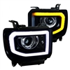 2015 - 2019 GMC Sierra 3500HD Projector Switchback Light Bar DRL Headlights - Black/Smoke