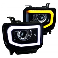 2015 - 2019 GMC Sierra 3500HD Projector Switchback Light Bar DRL Headlights - Black