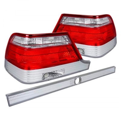 1995 - 1999 Mercedes S-Class 4Dr Euro Style Tail Lights - Red/Clear