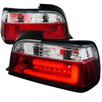 1992 - 1998 BMW 3-Series E36 2Dr LED Light Bar Tail Lights - Red/Clear