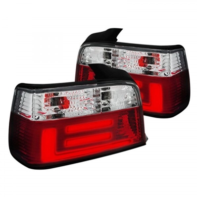 1992 - 1998 BMW 3-Series E36 4Dr LED Light Bar Tail Lights - Red/Clear