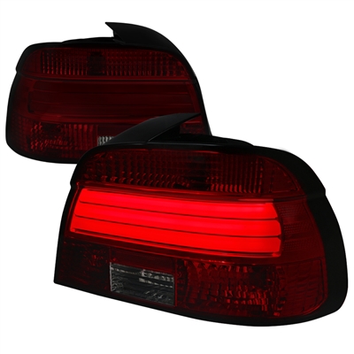 2001 - 2003 BMW 5-Series E39 4Dr LED Light Bar Tail Lights - Dark Red/Smoke
