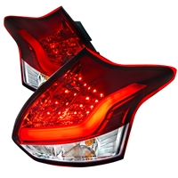 2012 - 2014 Ford Focus HB LED Light Bar Tail Lights - Red