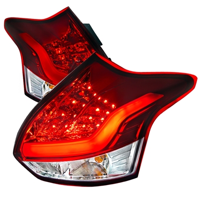 2012 - 2014 Ford Focus HB LED Light Bar Tail Lights - Red