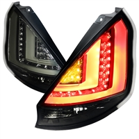 2011 - 2013 Ford Fiesta HB LED Light Bar Tail Lights - Smoke