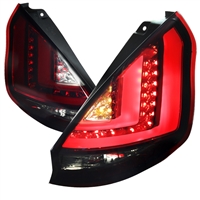 2011 - 2013 Ford Fiesta HB LED Light Bar Tail Lights - Red/Smoke