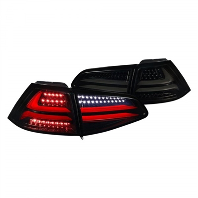 2015 - 2018 Volkswagen Golf HB LED Light Bar Tail Lights - Black/Smoke