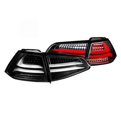 2015 - 2018 Volkswagen Golf HB LED Light Bar Tail Lights - Black