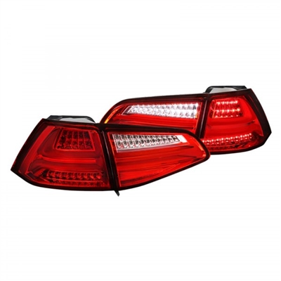 2015 - 2018 Volkswagen Golf HB LED Light Bar Tail Lights - Red