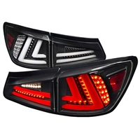 2006 - 2008 Lexus IS250 / IS350 LED Light Bar Tail Lights - Black