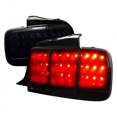 2005 - 2009 Ford Mustang Sequential LED Tail Lights - Black/Smoke