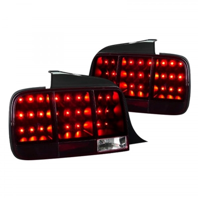 2005 - 2009 Ford Mustang Sequential LED Tail Lights - Red/Smoke