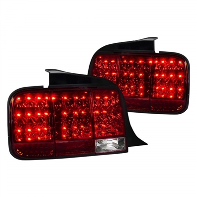 2005 - 2009 Ford Mustang Sequential LED Tail Lights - Red