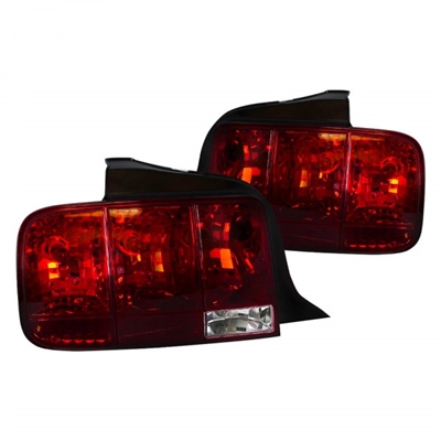 2005 - 2009 Ford Mustang Sequential Euro Style Tail Lights - Red