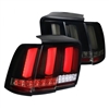 1999 - 2004 Ford Mustang LED Light Bar Sequential Tail Lights - Black/Smoke