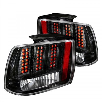 1999 - 2004 Ford Mustang LED Tail Lights - Carbon Fiber