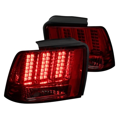 1999 - 2004 Ford Mustang Sequential LED Tail Lights - Red/Smoke