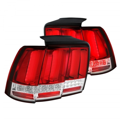 1999 - 2004 Ford Mustang LED Light Bar Sequential Tail Lights - Red