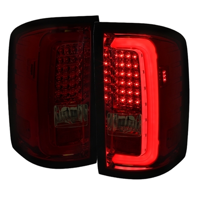 2015 - 2019 GMC Sierra HD LED Light Bar Tail Lights - Red/Smoke