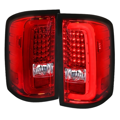 2015 - 2019 GMC Sierra HD LED Light Bar Tail Lights - Red