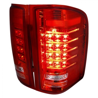 2007 - 2013 Chevy Silverado LED Light Bar Tail Lights - Red
