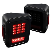 2007 - 2018 Jeep Wrangler LED Tail Lights - Black/Smoke