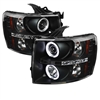 2007 - 2014 Chevy Silverado HD Projector CCFL Halo Headlights - Black