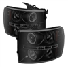 2007 - 2014 Chevy Silverado HD Projector LED Halo Headlights - Black/Smoke