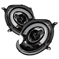 2009 - 2015 Mini Cooper Convertible Projector DRL Headlights - Black