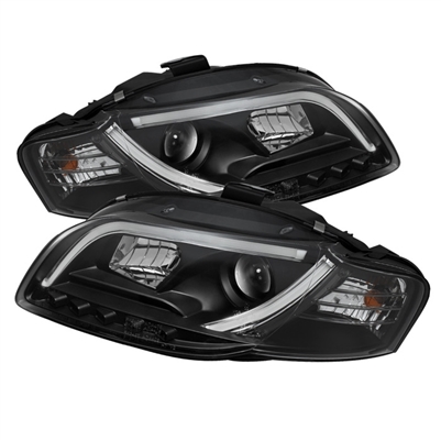 2005 - 2008 Audi S4 Projector Light Tube DRL Headlights - Black