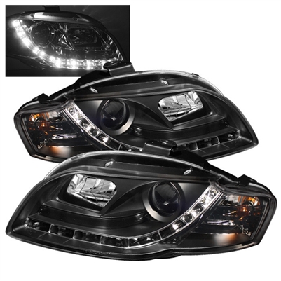 2007 - 2008 Audi RS4 Projector DRL Headlights - Black