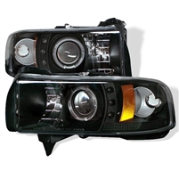 1994 - 2002 Dodge Ram 3500 Projector LED Halo Headlights - Black