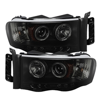 2003 - 2005 Dodge Ram 3500 Projector LED Halo Headlights - Black/Smoke