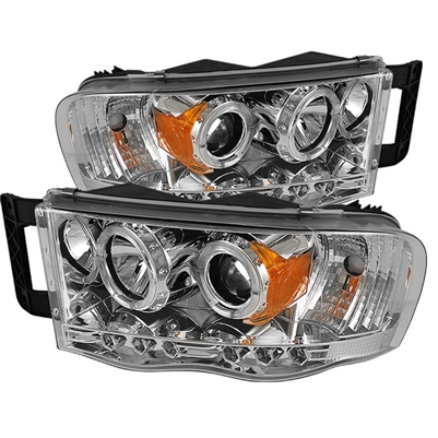 2003 - 2005 Dodge Ram 3500 Projector LED Halo Headlights - Chrome