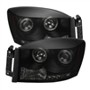 2006 - 2009 Dodge Ram 3500 Projector LED Halo Headlights - Black/Smoke