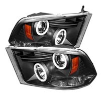 2019 - 2024 Dodge Ram 1500 Classic Projector CCFL Halo Headlights - Black