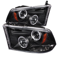 2010 - 2018 Dodge Ram 3500 Projector LED Halo Headlights - Black