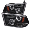 2019 - 2024 Dodge Ram 1500 Classic Projector LED Halo Headlights - Black