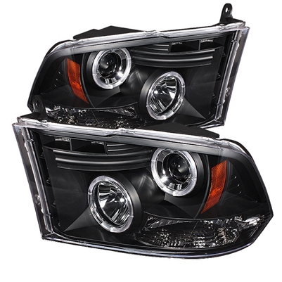 2019 - 2024 Dodge Ram 1500 Classic Projector LED Halo Headlights - Black