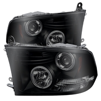 2010 - 2018 Dodge Ram 3500 Projector LED Halo Headlights - Black/Smoke