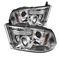2010 - 2018 Dodge Ram 3500 Projector LED Halo Headlights - Chrome