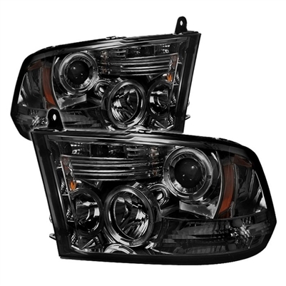 2019 - 2024 Dodge Ram 1500 Classic Projector LED Halo Headlights - Smoke