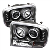 1999 - 2004 Ford F-350 1PC Projector LED Halo Headlights - Black