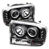 1999 - 2004 Ford F-450 1PC Projector LED Halo Headlights - Black