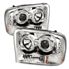 1999 - 2004 Ford F-350 1PC Projector LED Halo Headlights - Chrome