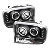 1999 - 2004 Ford F-450 1PC Projector CCFL Halo Headlights - Black