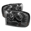 1999 - 2004 Ford F-350 1PC Projector LED Halo Headlights - Smoke