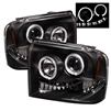 2005 - 2007 Ford F-550 Projector LED Halo Headlights - Black