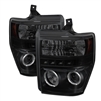 2008 - 2010 Ford F-350 Projector LED Halo Headlights - Black/Smoke