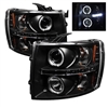 2007 - 2014 Chevy Silverado 3500HD Projector LED Halo Headlights - Black